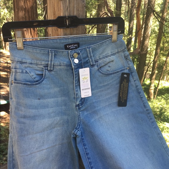 Bebe stone washed boaters high waisted distressed  barrel jeans HPxx6 - Picture 2 of 7